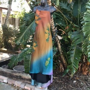 Regina Ombre copper floral asymmetric dress
